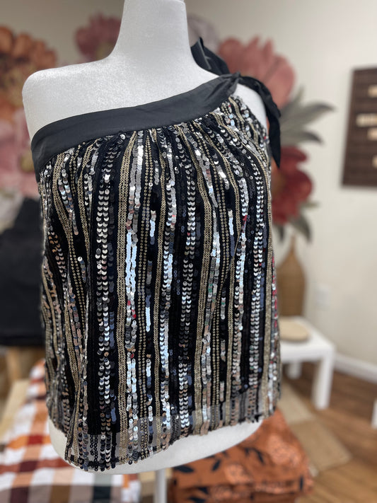 Sequin One Shoulder Top