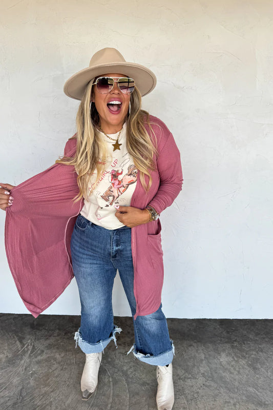 Mauve Ribbed Cardigan [[PRE-ORDER]]