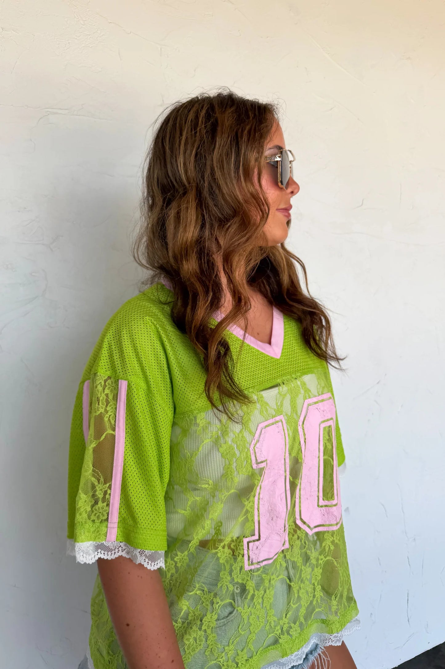 Bleacher Babe Lace Jersey Green/Pink