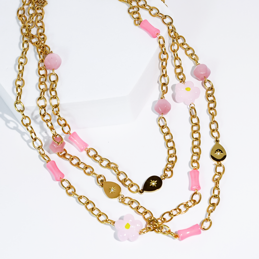water prood Flower Pop Layered Necklace