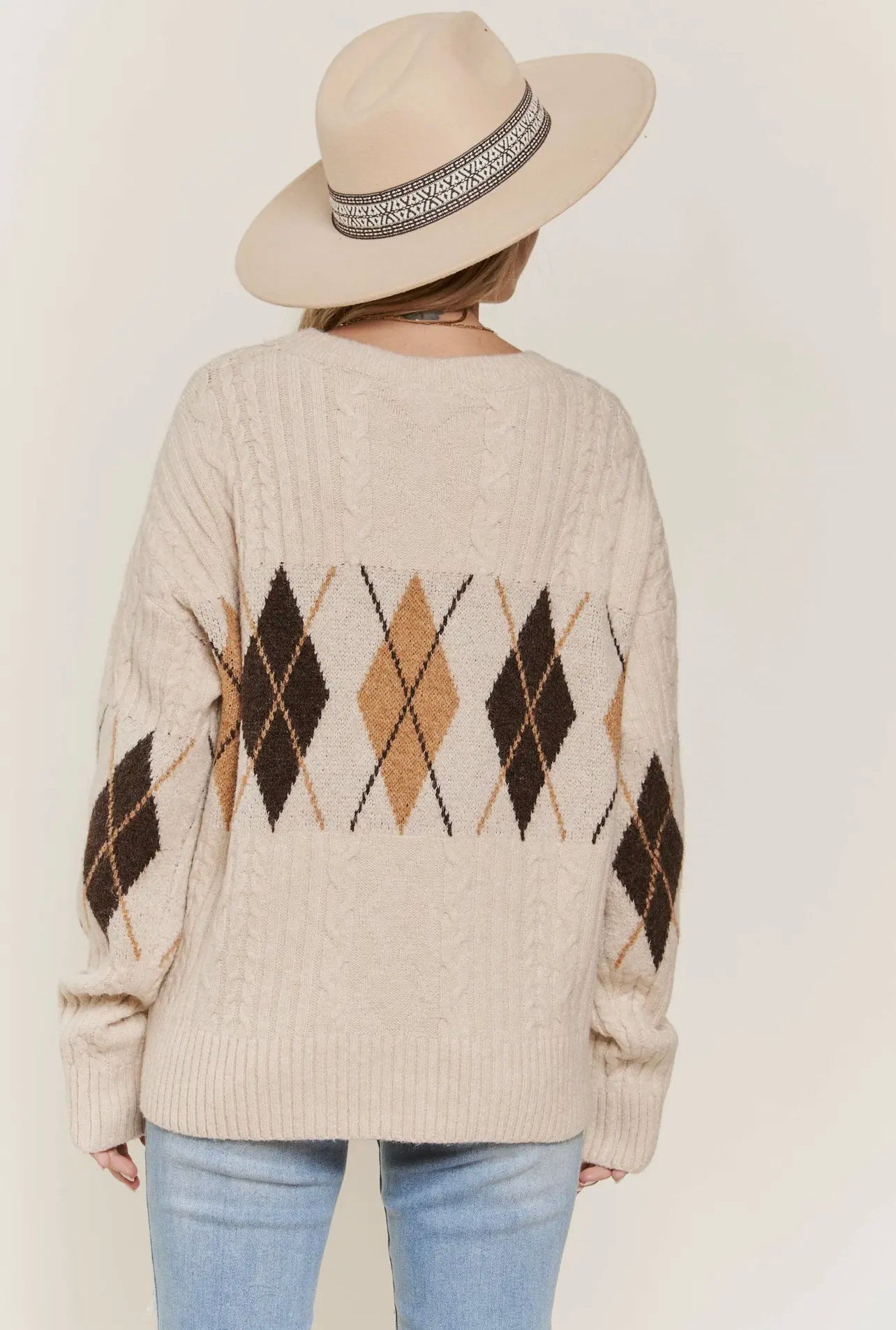Oatmeal Patterned Sweater Top