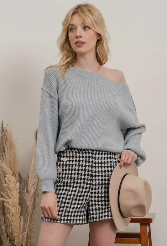 Grey Balloon Sleeve Sweater