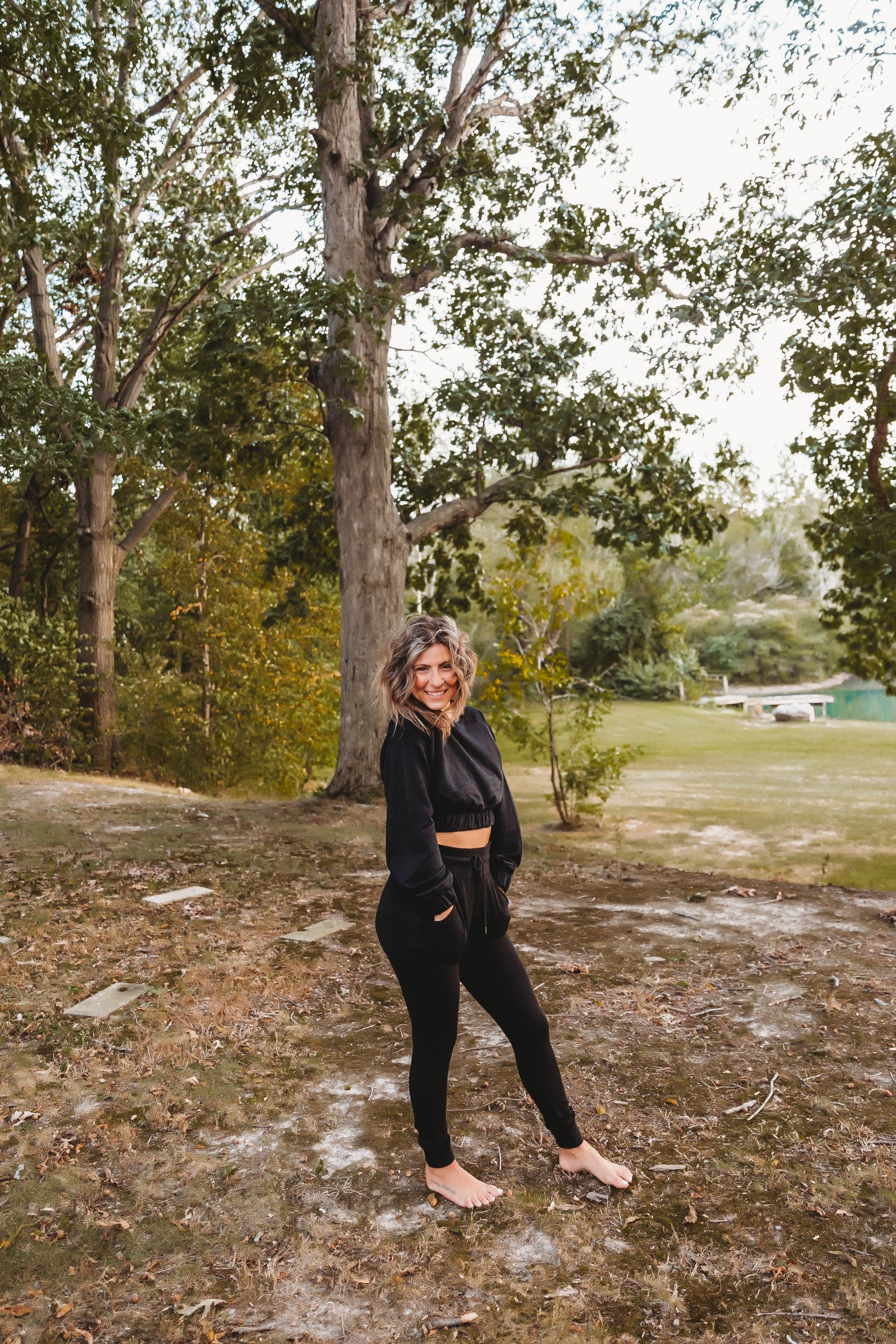 Cinched Raglan Cropped Top