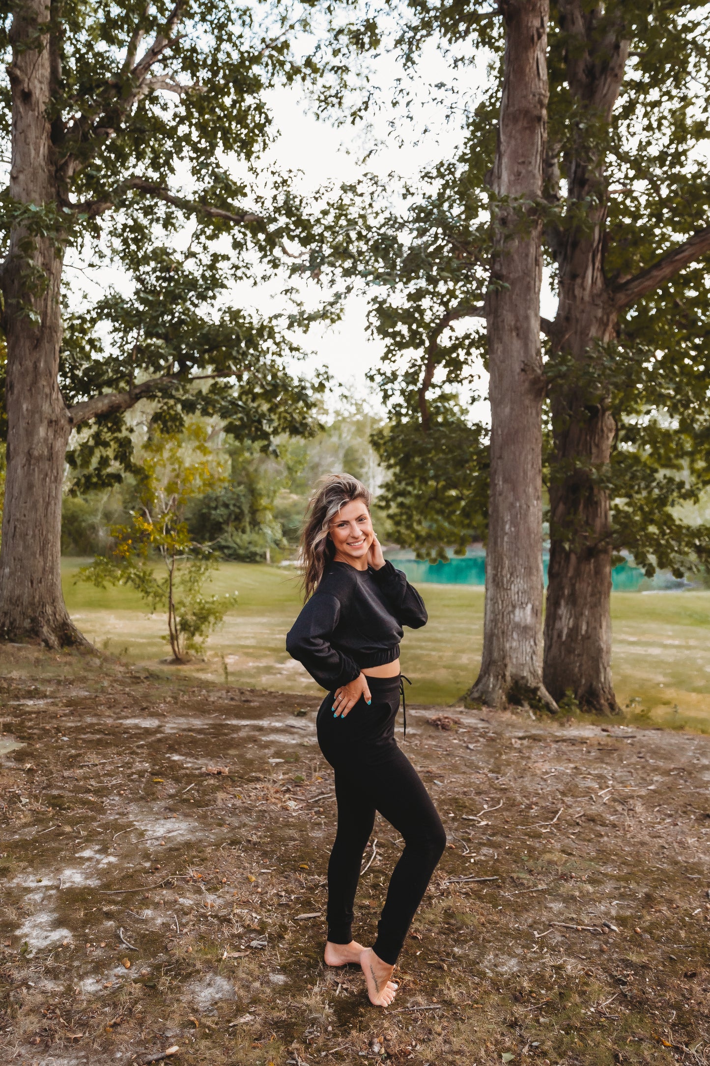 Cinched Raglan Cropped Top