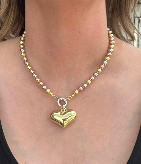 Mixed Metals Golden Heart Necklace