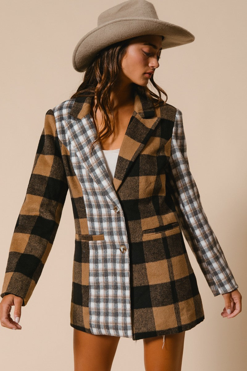 Taupe + Black Plaid Jacket