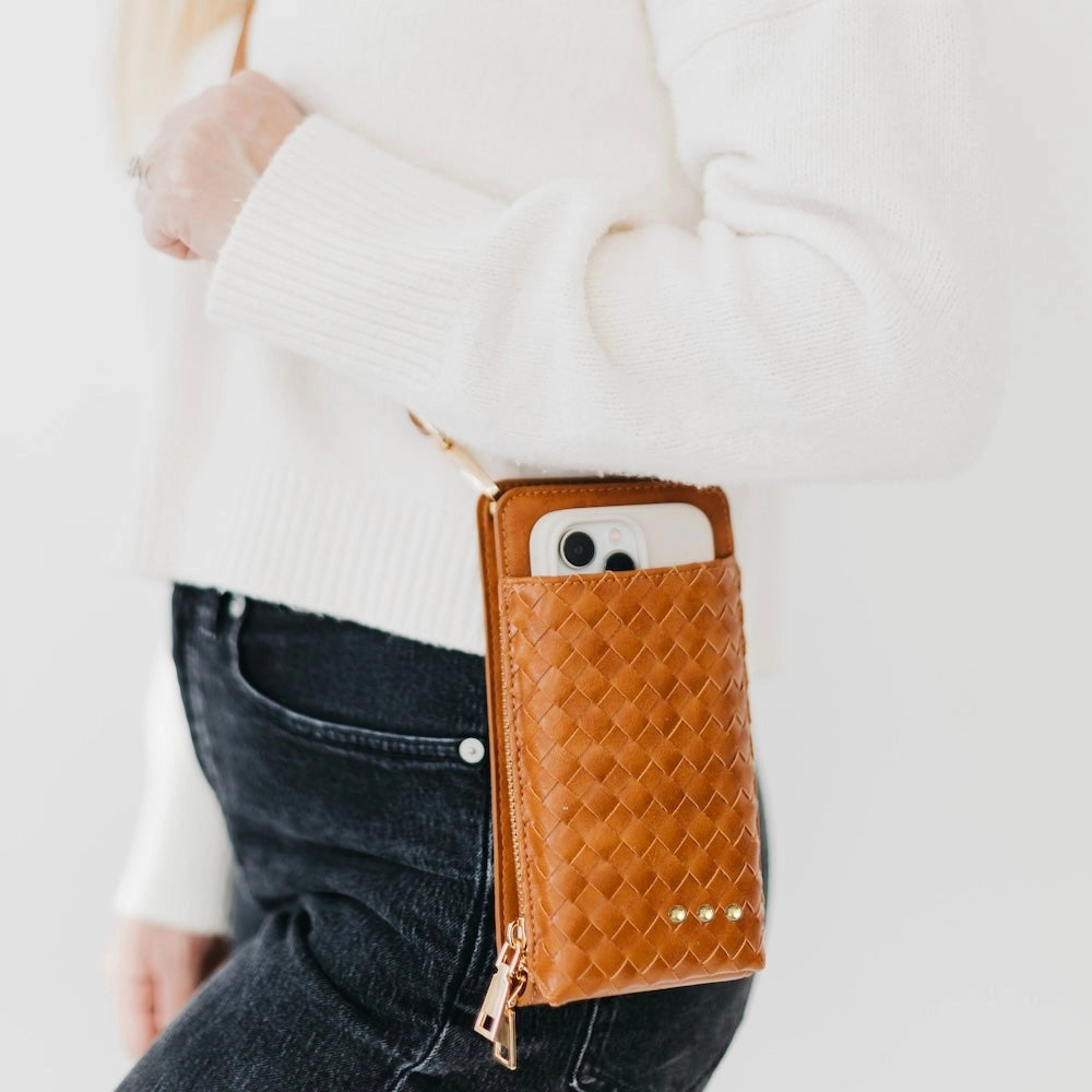 Woven Brown Phone Bag