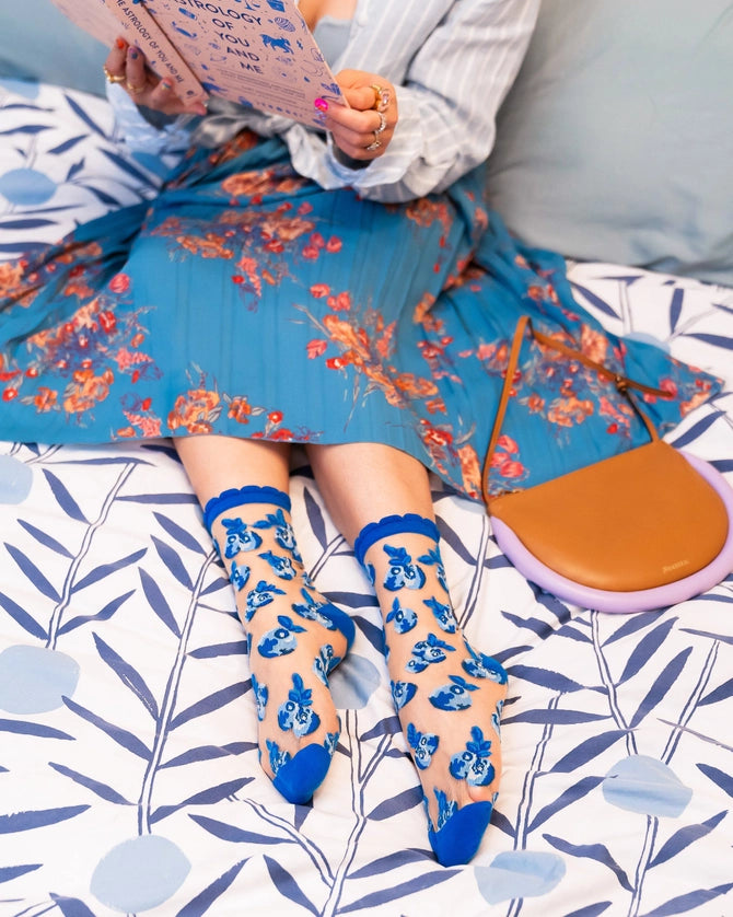 Blueberry Ruffle Sheer Sock