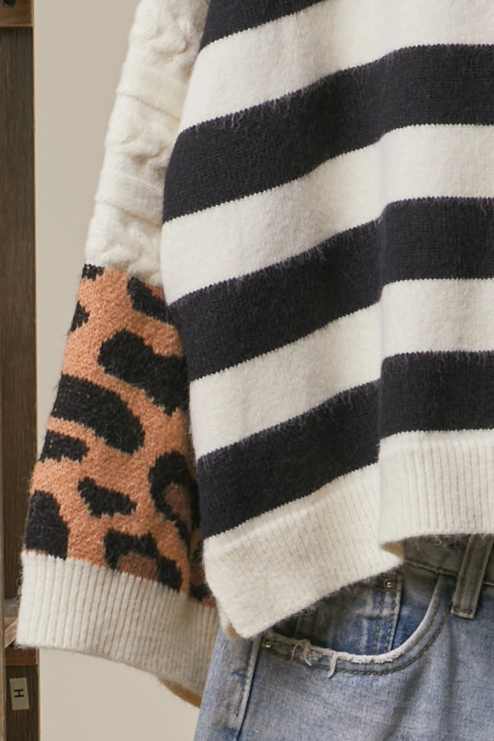 Bold Stripe & Leopard Cardigan