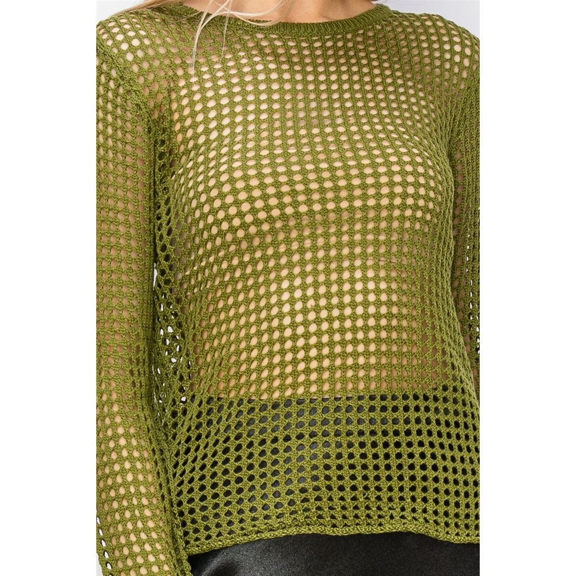 Moss Open Knit Long Sleeve