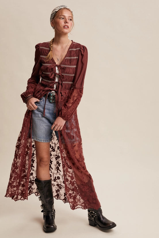 Embroidered Maxi Kimono