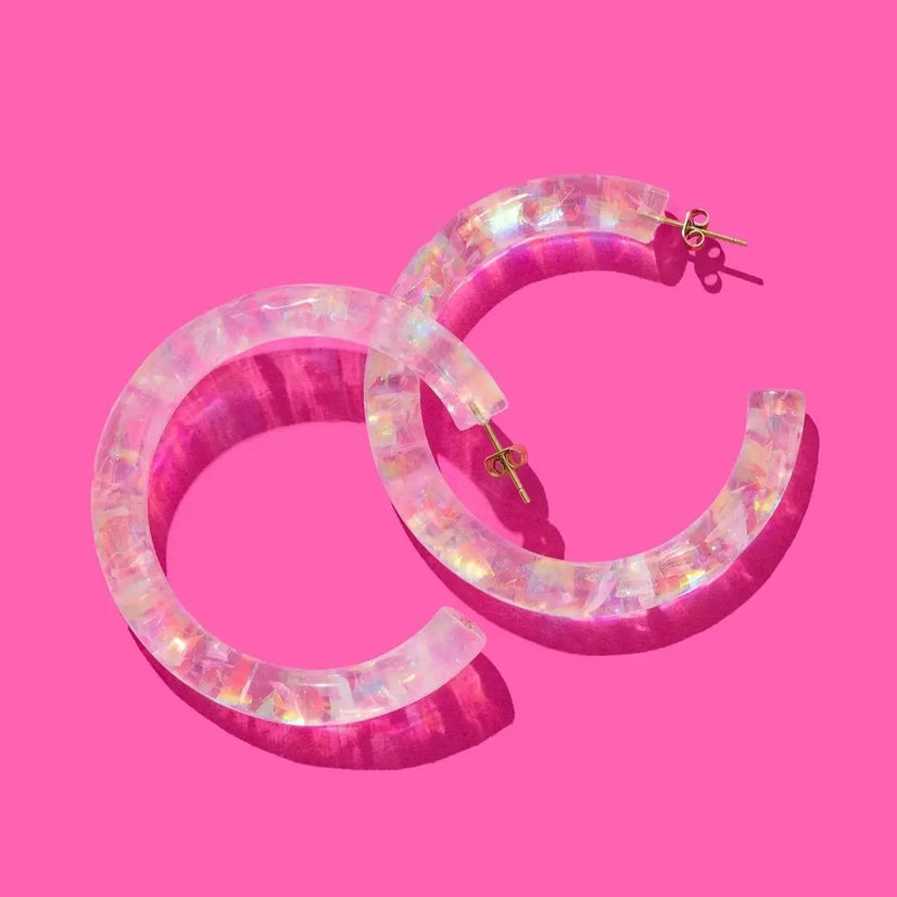 Iridescent Confetti Hoops
