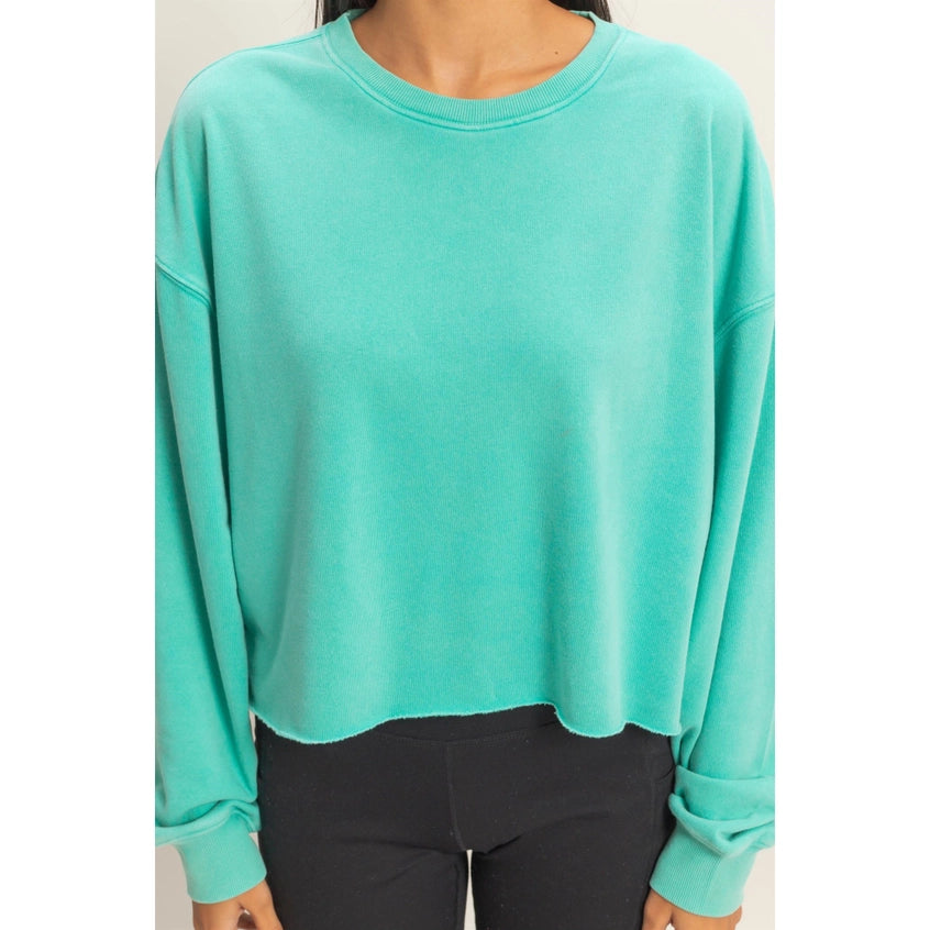 Cropped Mineral Wash Sweatshirt