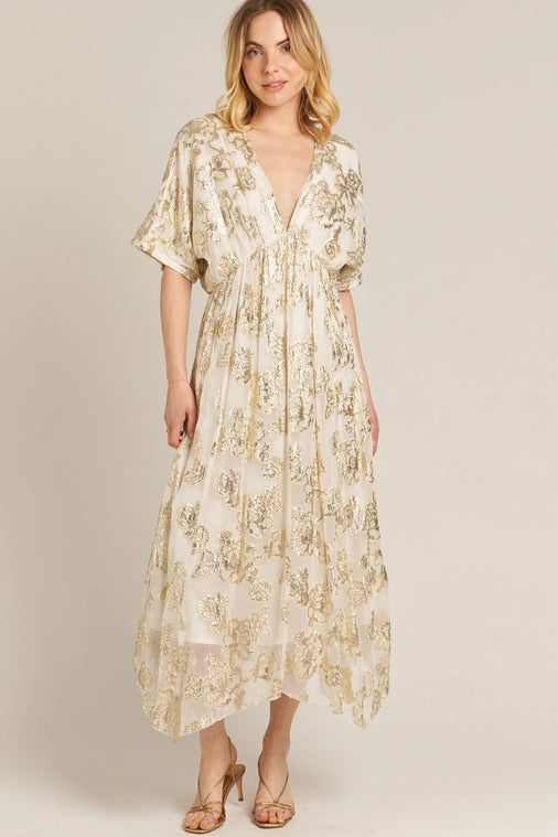 Gold Kimono Maxi Dress