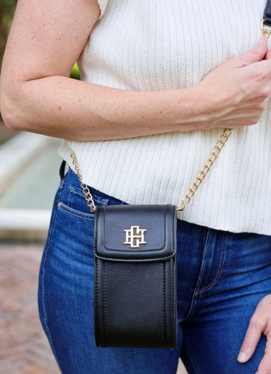 Paige Cell Phone Crossbody in Black