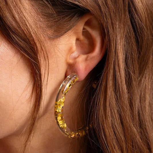 Gold & Yellow Confetti Hoops