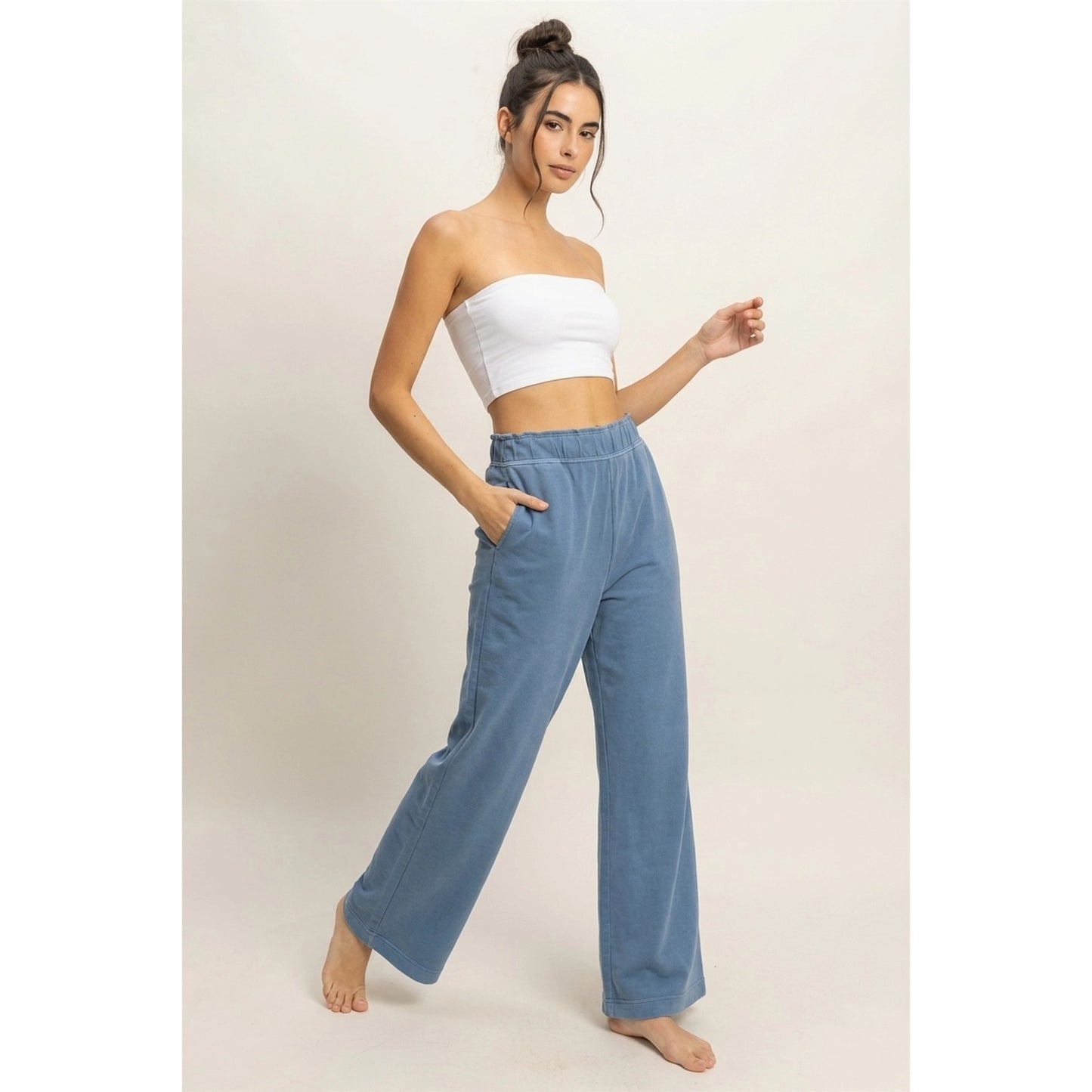 Blue High Waist Flare Pants