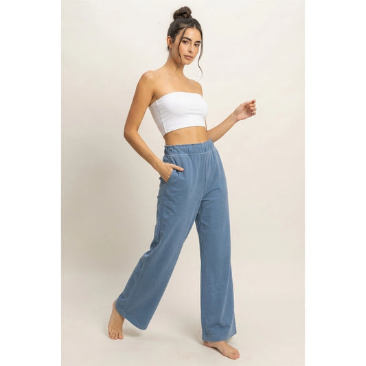 Blue High Waist Flare Pants