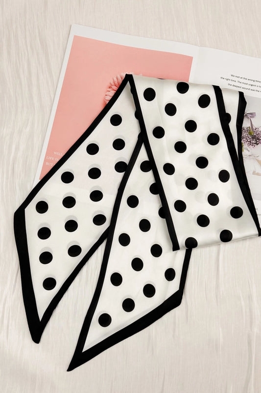 Polka Dot Satin Skinny Scarf