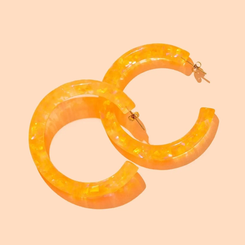 Neon Orange Confetti Hoops