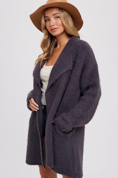 Soft Fuzzy Drape Cardigan