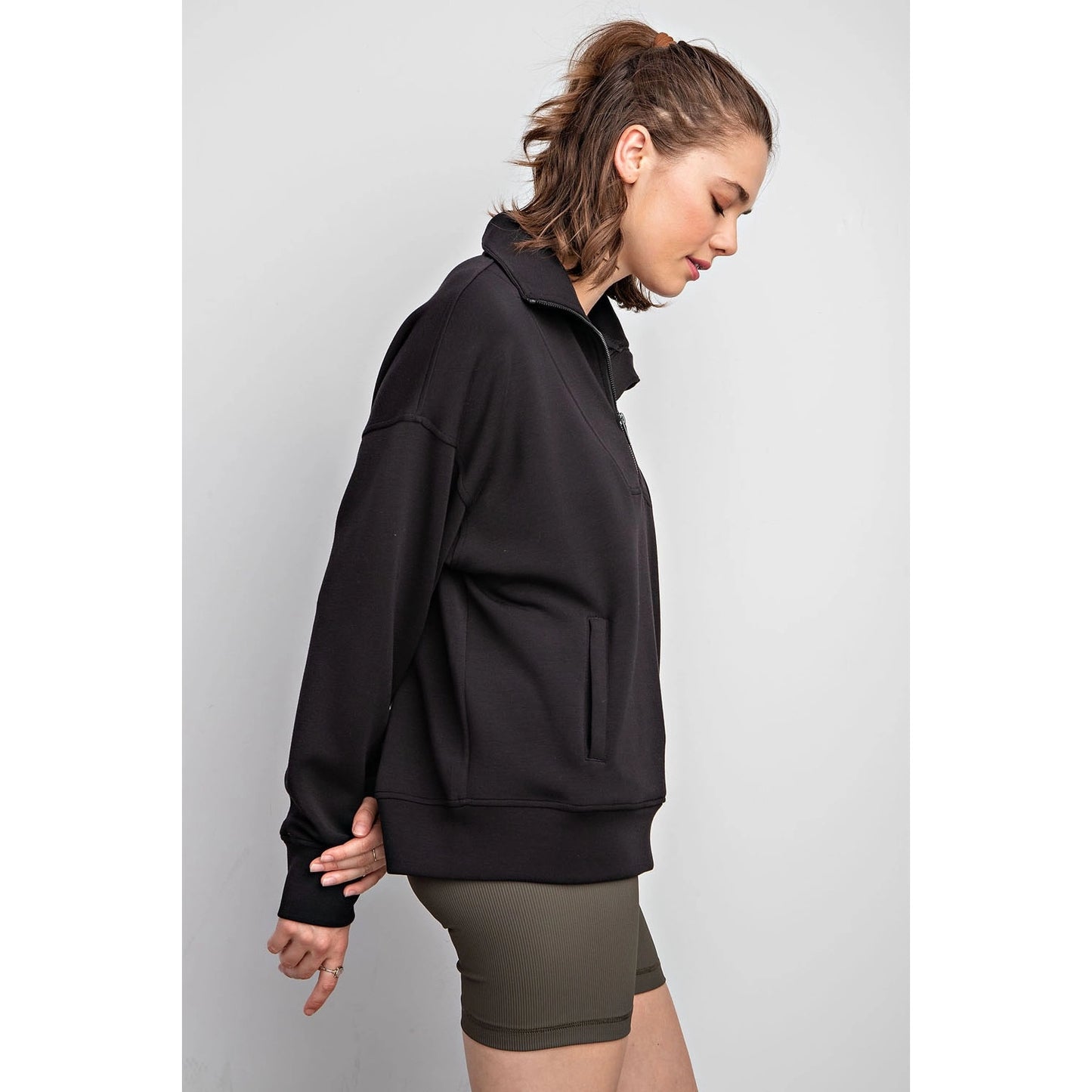Black Modal Scuba 1/4 Zip Pullover