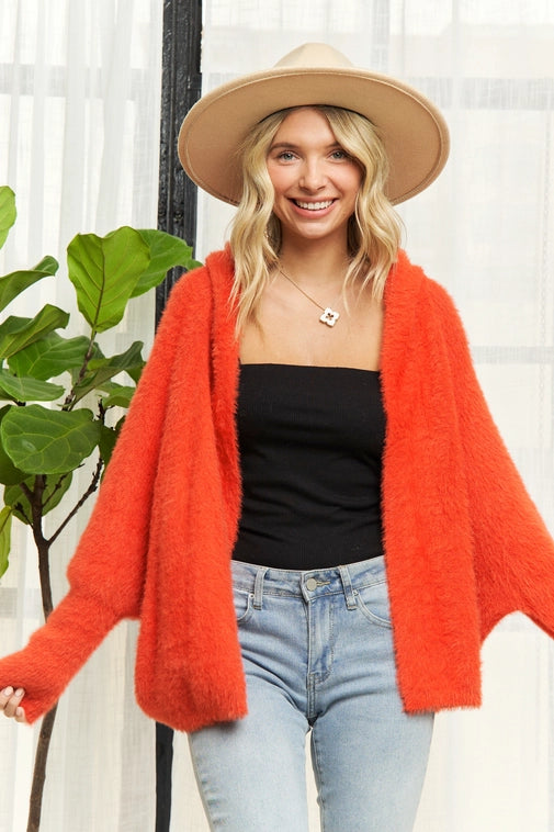 Fuzzy Orange Cardigan