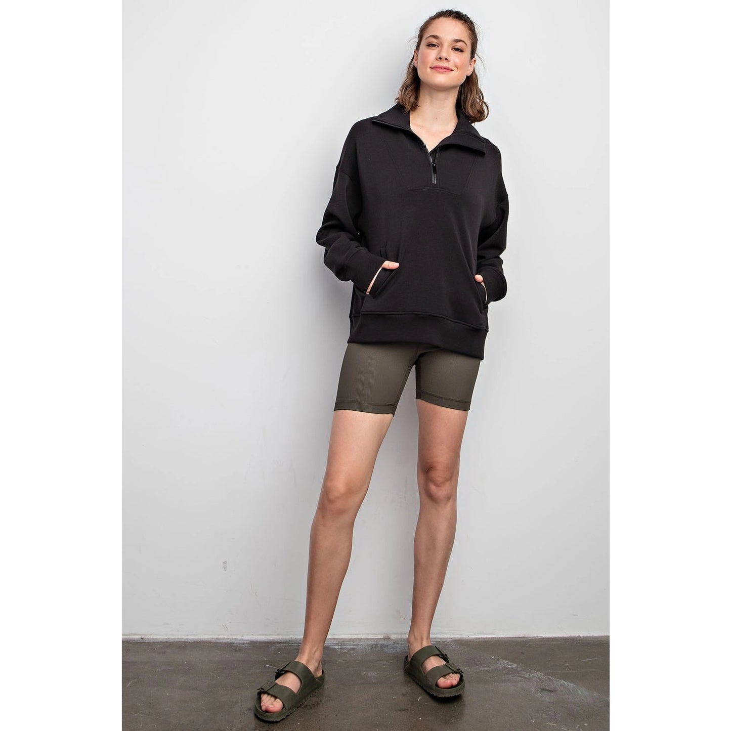 Black Modal Scuba 1/4 Zip Pullover