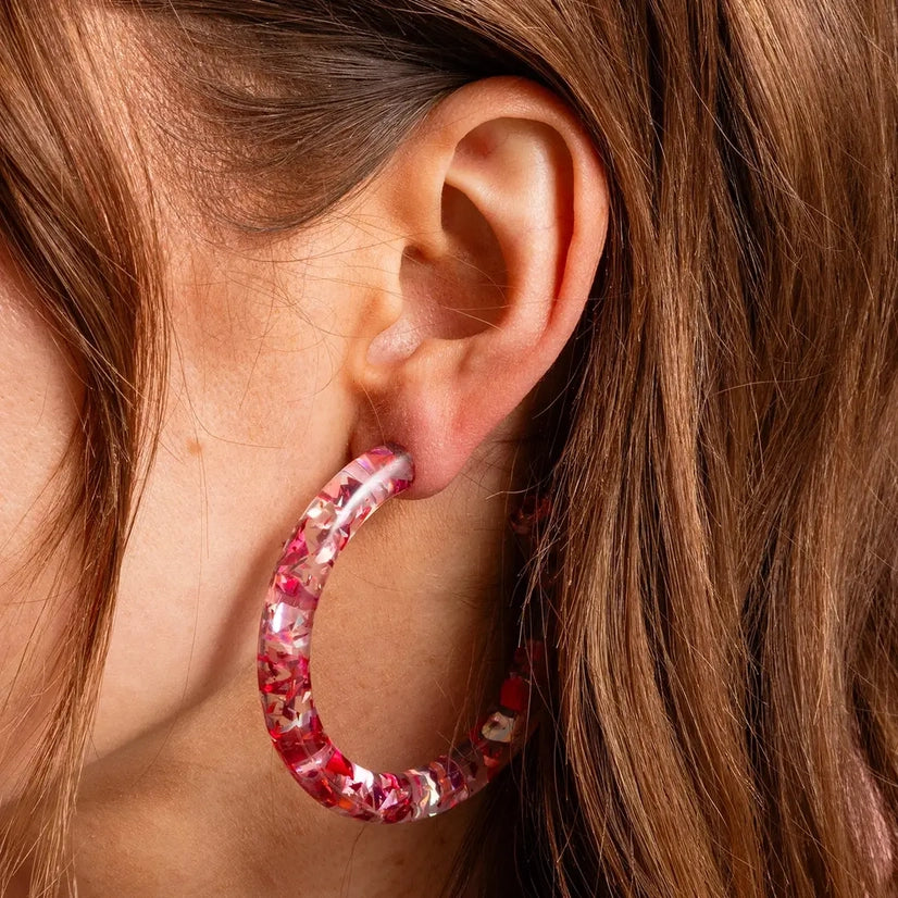 Pink Confetti Hoops