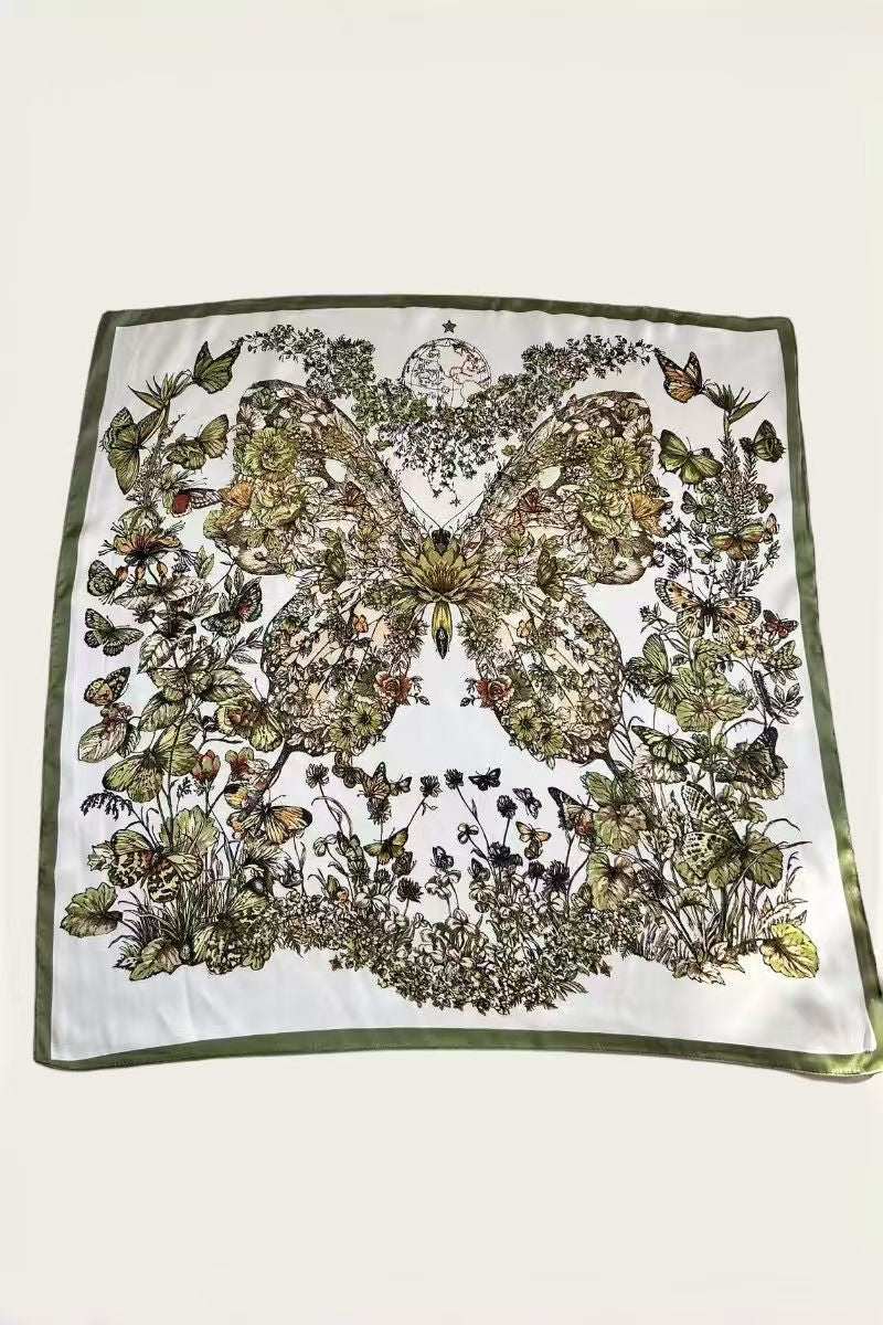 Floral Butterfly Silk Bandana