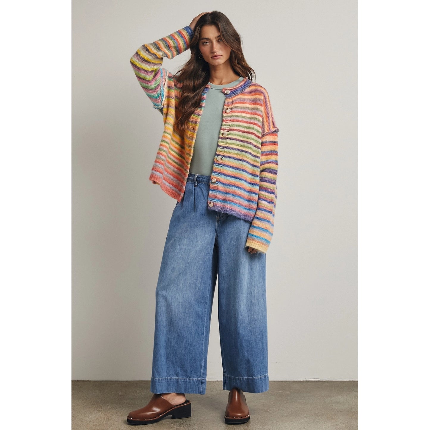 Rainbow Button Up Cardigan