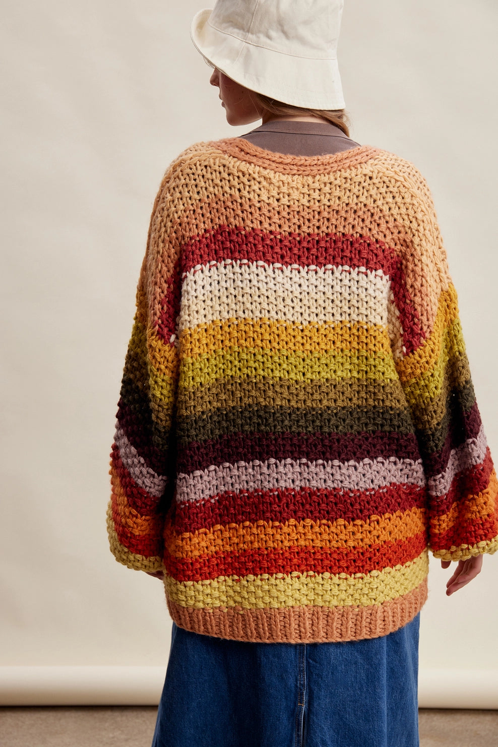 Rainbow Crochet Open Cardigan