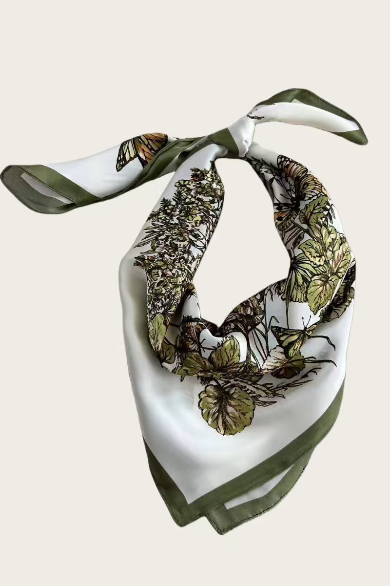 Floral Butterfly Silk Bandana