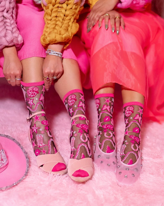 Disco Barbie Black Sheer Sock