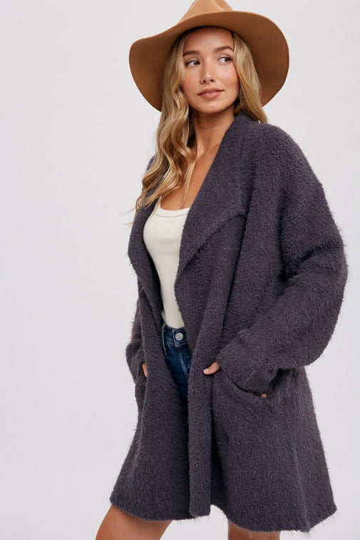 Soft Fuzzy Drape Cardigan