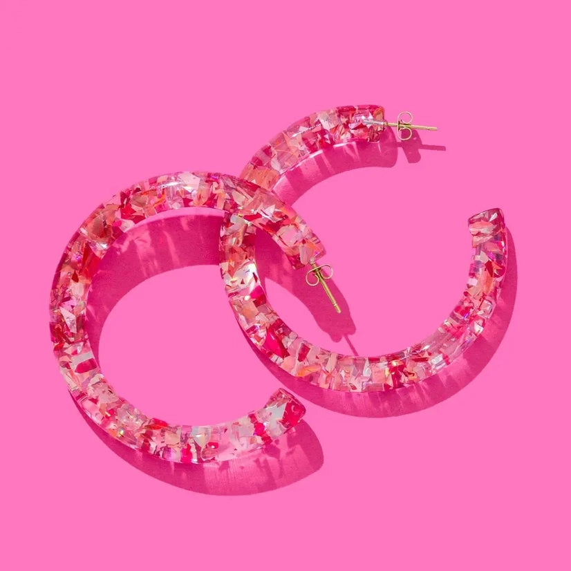 Pink Confetti Hoops
