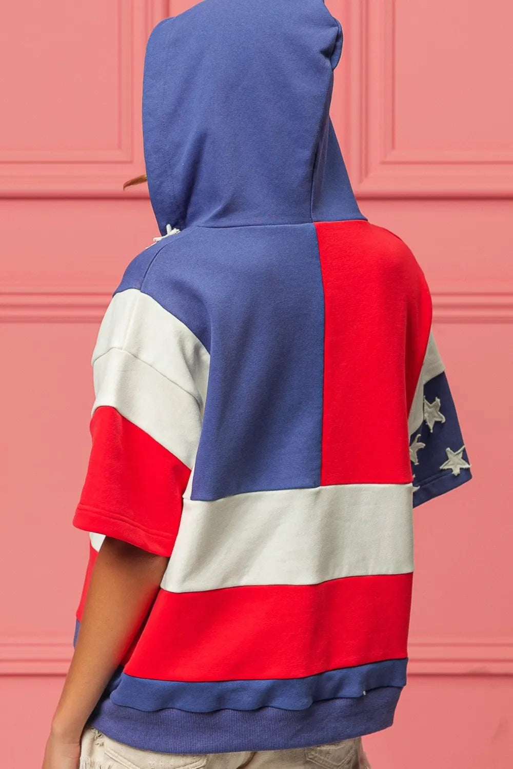 American Flag Short Sleeve Hoodie