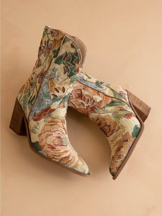 The Sorrel | Floral Western Tapestry Bootie