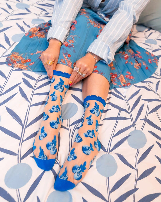 Blueberry Ruffle Sheer Sock