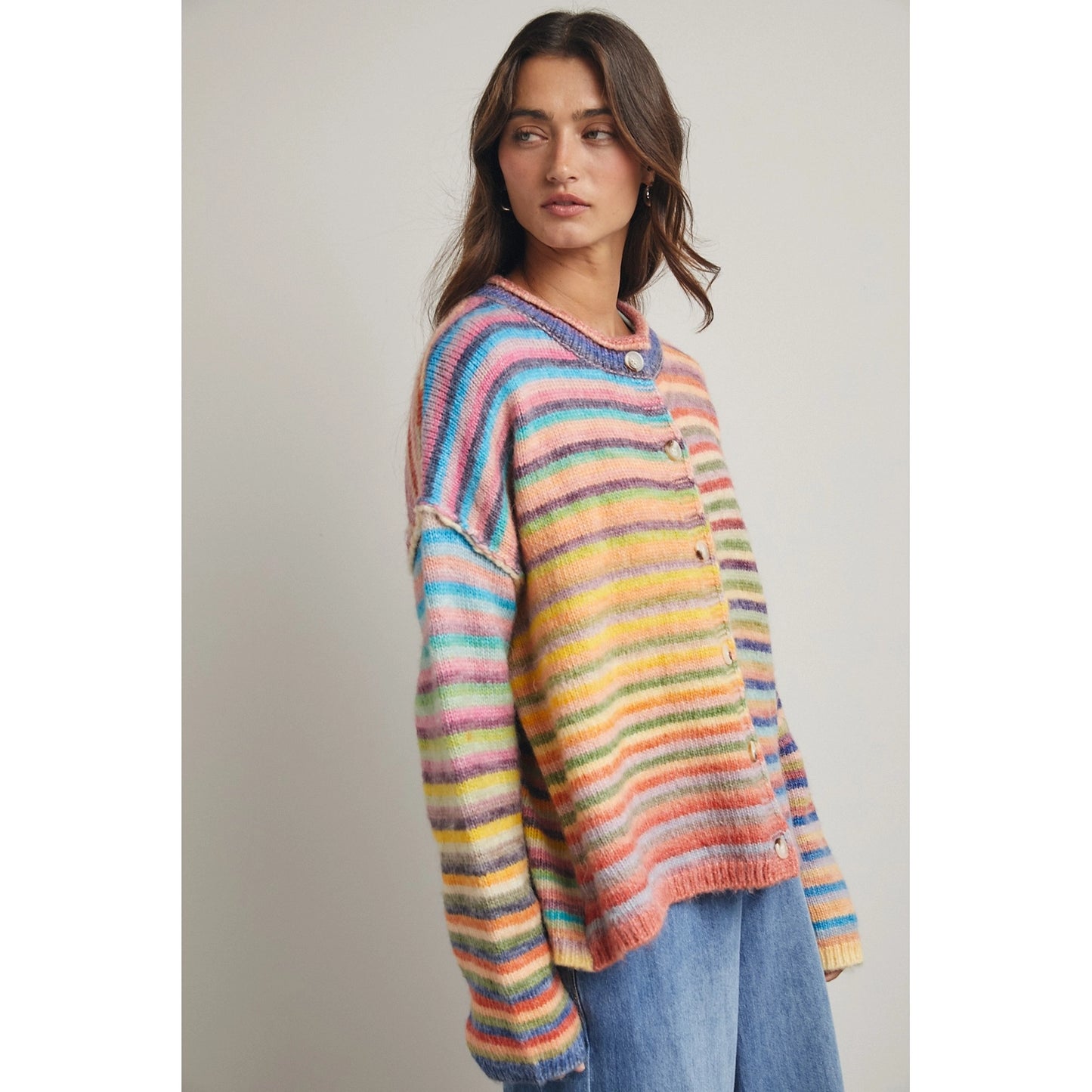 Rainbow Button Up Cardigan