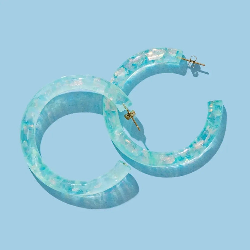 Green & Iridescent Confetti Hoops
