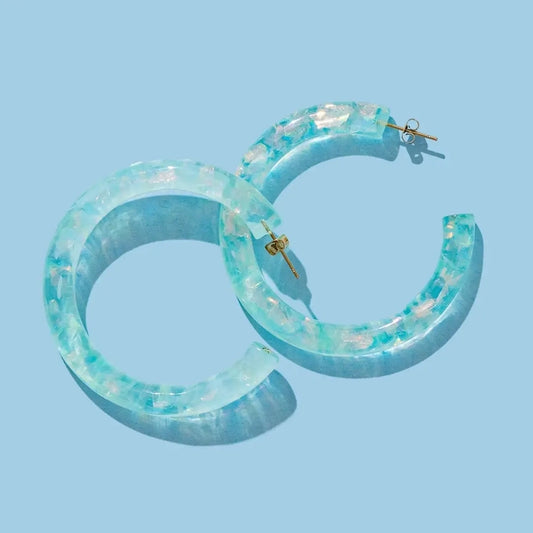 Green & Iridescent Confetti Hoops