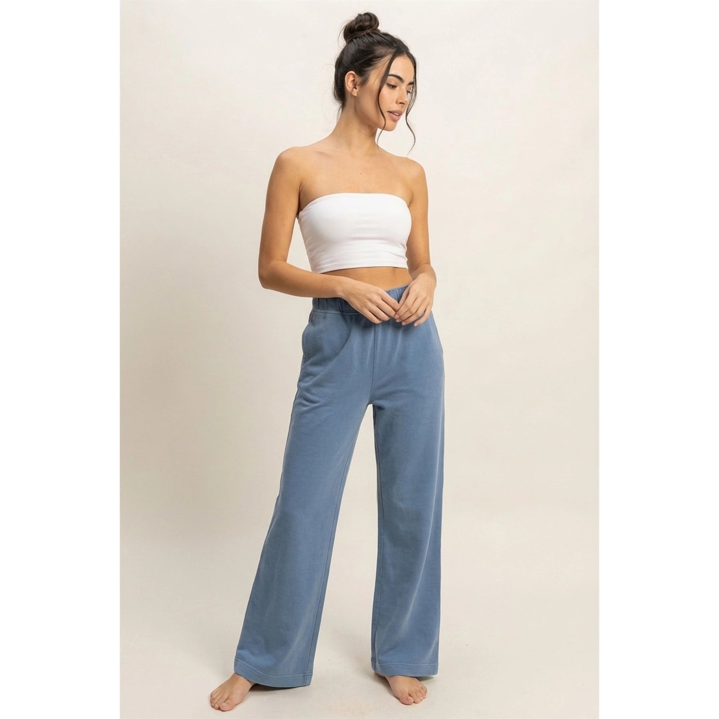Blue High Waist Flare Pants