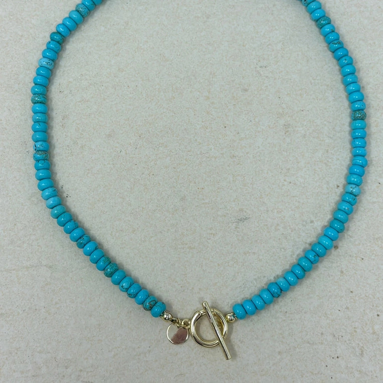 Natural Stone Necklace with Toggle Clasp in Turquoise