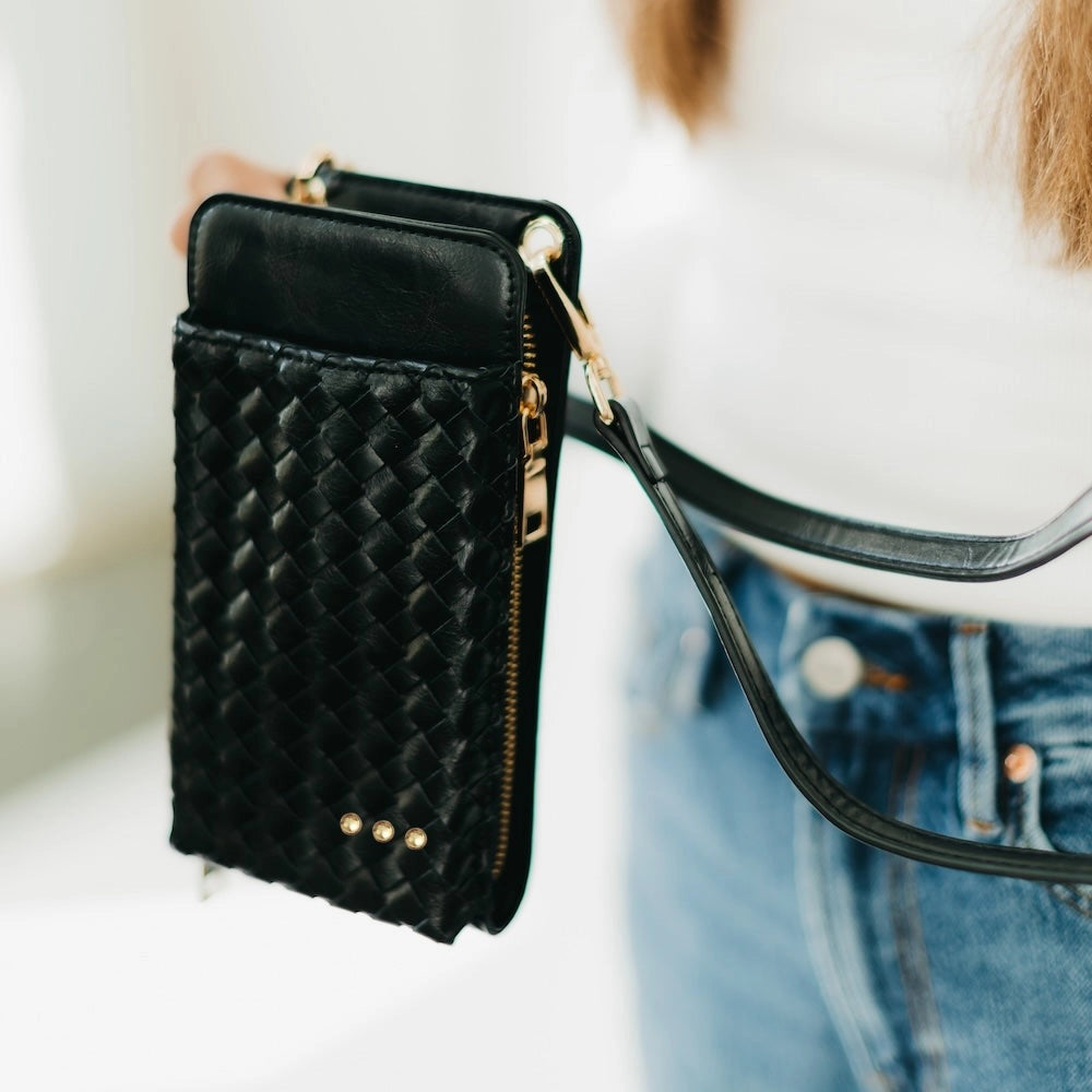 Woven Black Phone Bag
