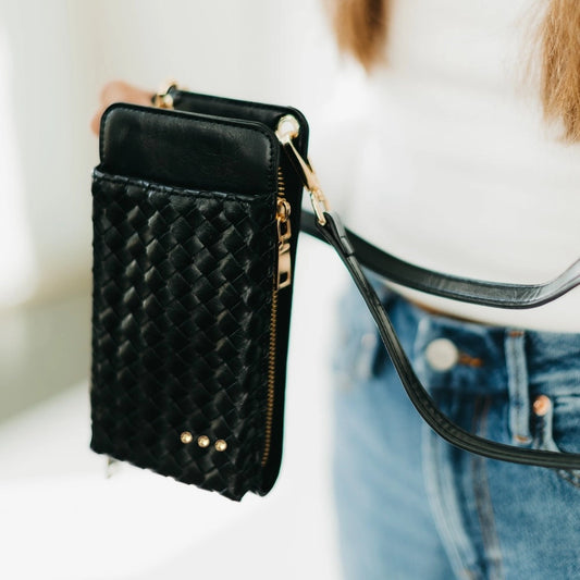 Woven Black Phone Bag