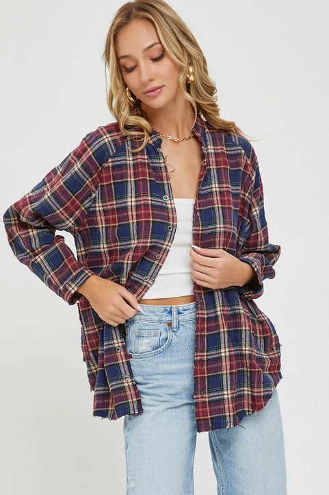 Burgundy Plaid Shirt