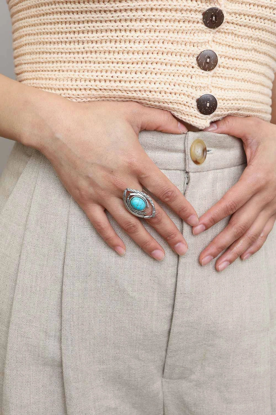 Western Adjustable Turquoise Ring