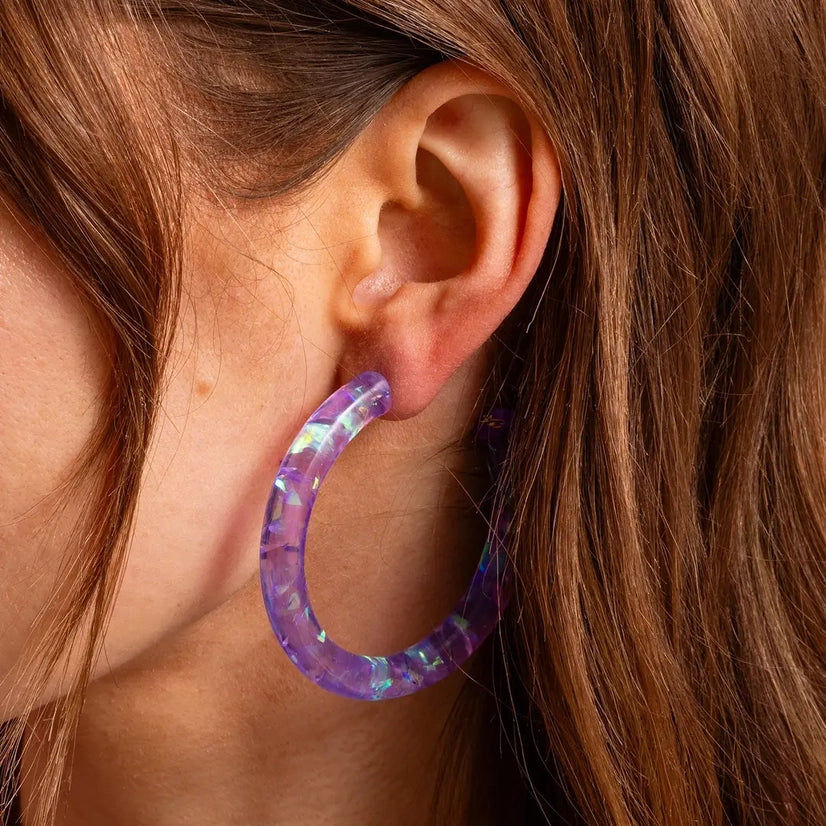 Purple & Iridescent Confetti Hoops