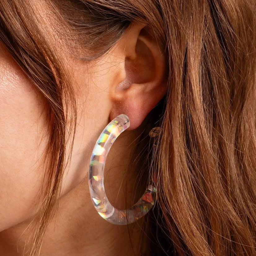 Iridescent Confetti Hoops